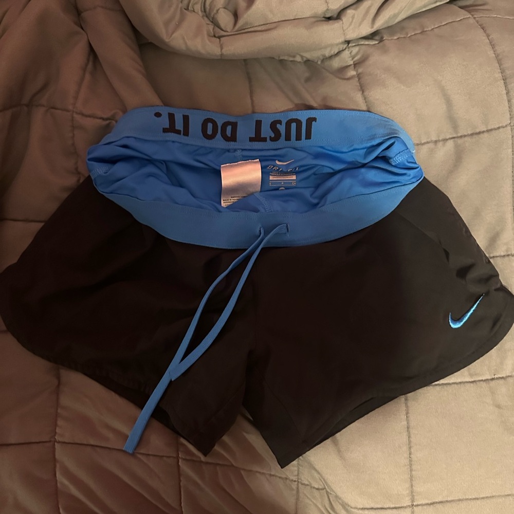 Nike Black and Blue Athletic Shorts